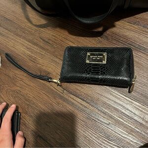 Michael Kors Black Leather Clutch Wristlet
